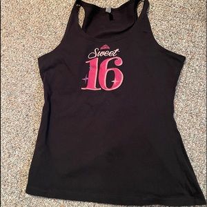 LIKE NEW SWEET 16 JUNIORS MEDIUM(?) BLACK TANK TOP